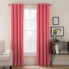 Morgan Cord 52" x 84" Grommet Top Window Curtain Panel in Coral Pink