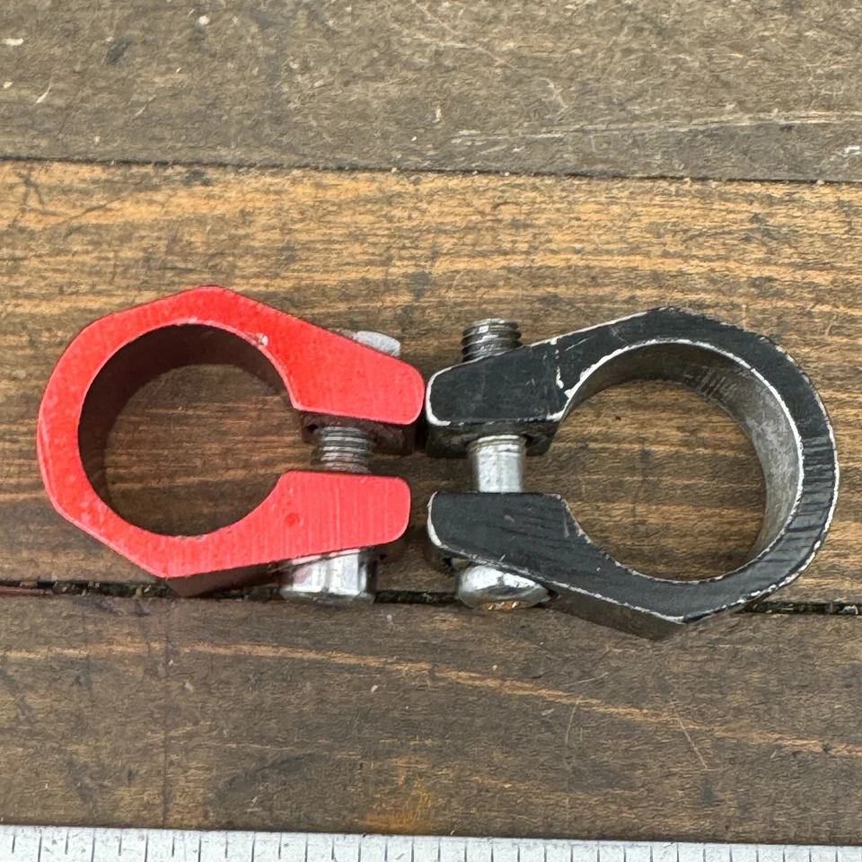Old School BMX Seat Clamp Lot 2 Clamps 25.4 28.6 Vintage Red Black 80s 90s Parts - Image 2 of 4