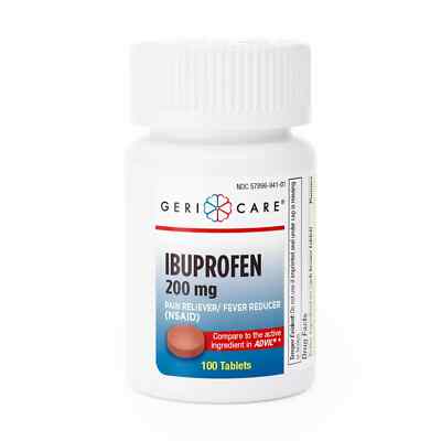 GeriCare Ibuprofen Pain & Fever Reducer Coated Tablets 200 mg 100 Ct 2 Pack