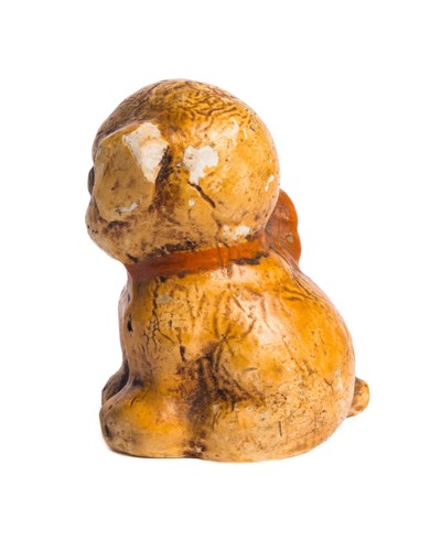 Antique / Vintage Hubley Style Bulldog Puppy w Bow Figurine Paperweight — READ - Picture 5 of 12