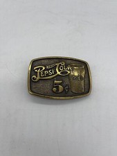Vintage 1970s "Drink Pepsi Cola" 5 Cent Solid Brass Belt Buckle