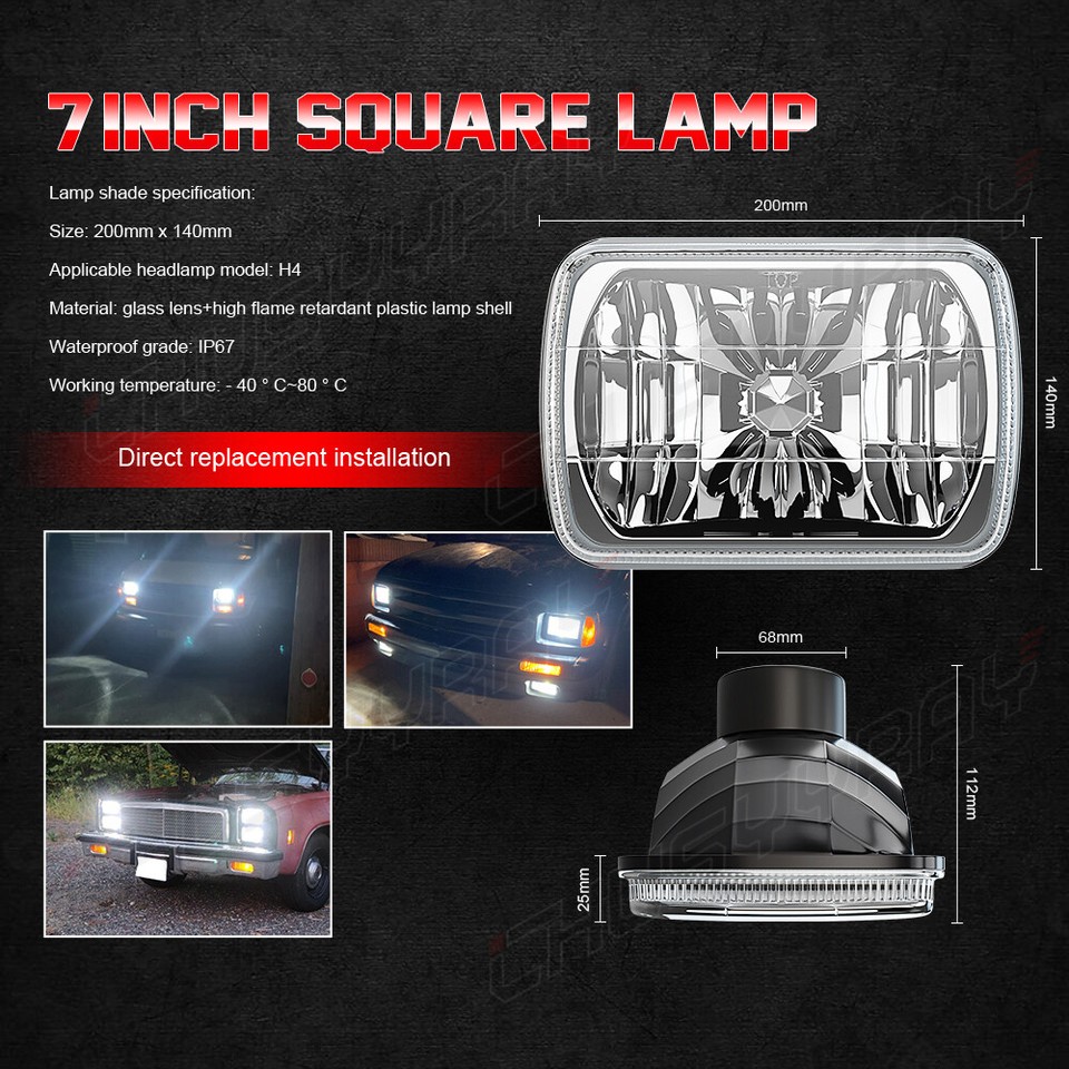 Quayub Pair 5x7 inch 7x6 inch LED Headlights Hi/Lo DRL Turn Signal White/ Amber for Dodge D150 D250 D350, Size: 7.67 x 5.5 x 2.64 Quayub Pair 5x7 inch 7x6 inch LED Headlights Hi/Lo DRL Turn Signal White/ Amber for Dodge D150 D250 D350, Size: 7.67 x 5.5 x 2.64