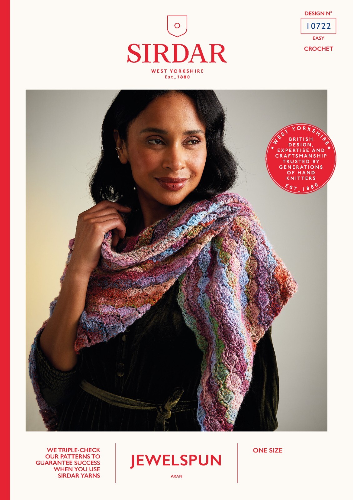 Sirdar Jewelspun Aran Crochet Pattern - 10722 Ladies Shawl