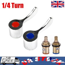 Pair 1/4 Turn H&C 1/2" Chrome Lever Tap Replacement Heads Handle Conversion Kit