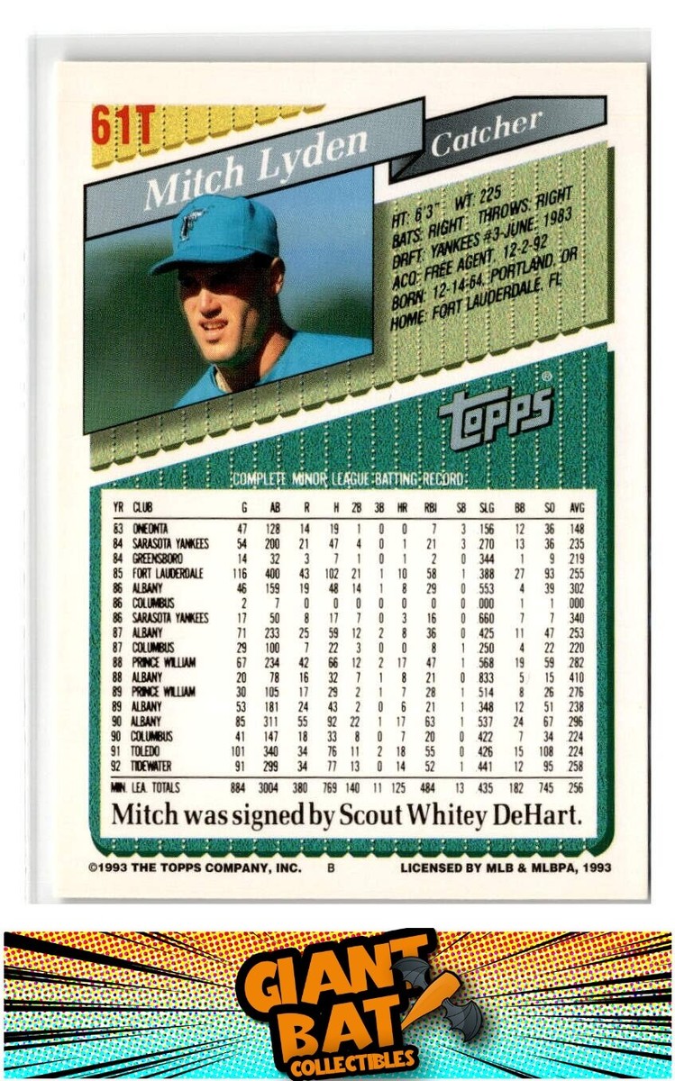 1993 Topps Traded #61T Mitch Lyden | eBay