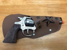 GONHER No. 80 WESTERN CAP GUN CASTALLA 44 SPAIN REVOLVER Scroll Stars Holster