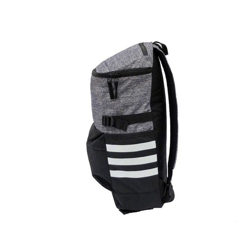 Adidas Original Backpack Zip Top Trefoil Stripes Black/Gray School Bag - Picture 6 of 12