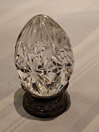 1999 Waterford Crystal EGG on Repousse Silver Stand Annual 10th  Edition No Box. - Picture 1 of 10