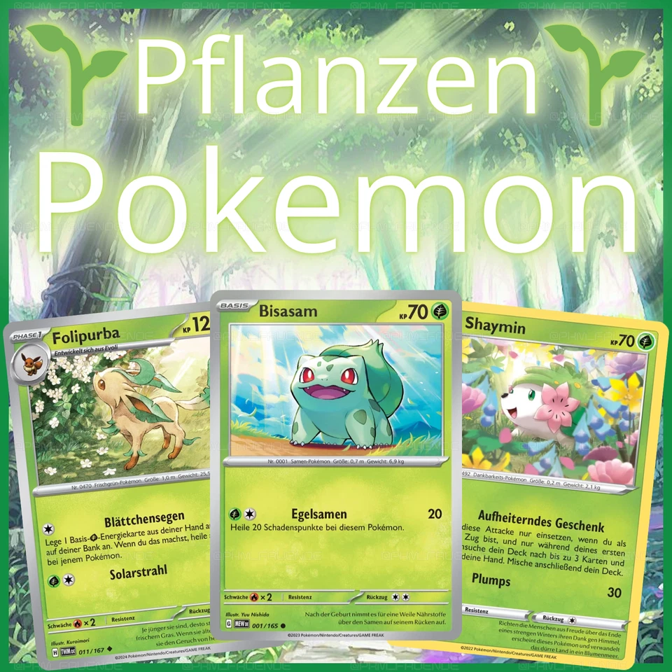 Pokemon Karten 🎁Geschenk 🌱Typ Pflanze 🇩🇪Deutsch Sammlung 50 100 Stück