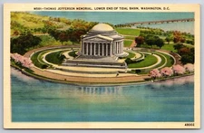 Washington DC~Birds Eye View Of Thomas Jefferson Memorial~Vintage Linen Postcard