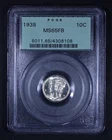 1938 Mercury Dime - 10c PCGS MS65 FB - Full Bands - OGH