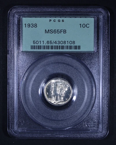 1938 Mercury Dime - 10c PCGS MS65 FB - Full Bands - OGH