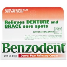 Benzodent Dental Pain Relieving Cream for Dentures and 0.25 Ounce Pack of 1