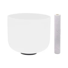 8 Inch Perfect Sound Note F Heart Chakra Frosted Quartz Crystal Singing Bowl