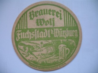 1 VK Bierdeckel Br. Wolf Fuchsstadt bei Würzburg