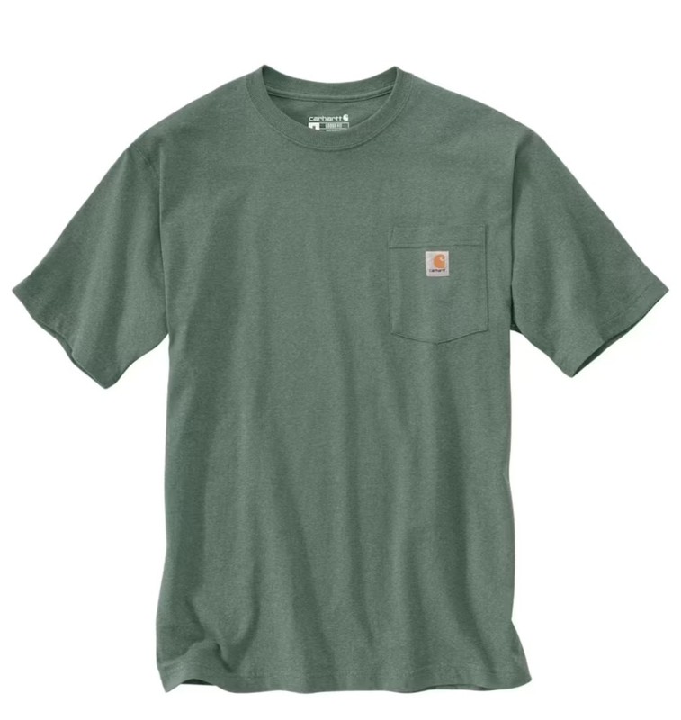 Carhartt Pocket T-Shirt Heather Green Short Sleeve Relaxed Fit Medium