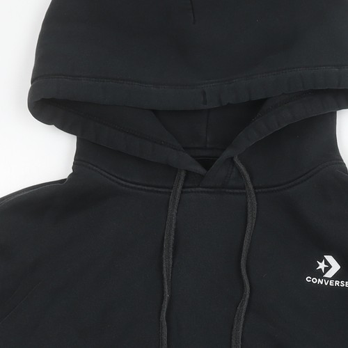 Converse Unisex Black Pullover Hoodie Small Logo Sweatshirt - Picture 6 of 12
