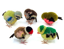 Steiff Woolen 1960s Song Bird Lot 5 Sparrow Blue Tit Woodpecker Robin Finch 8cm