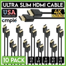 HDMI Cable Ultra Slim HDMI Cord 4K 2K 2.0 HDTV PC Laptop Monitor Cable Lot of 10