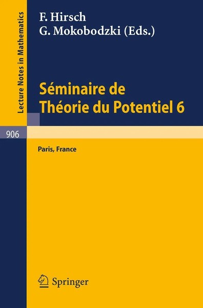 F. Hirsch (U. A.) | SéMinaire De ThéOrie Du Potentiel, Paris, No. 6 | Buch-image