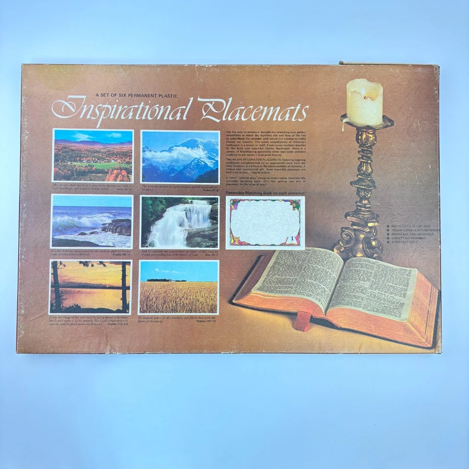 6er Set Inspirierende Tischsets Permanent Kunststoff 11,5"x17,5" mit Heiliger Schrift