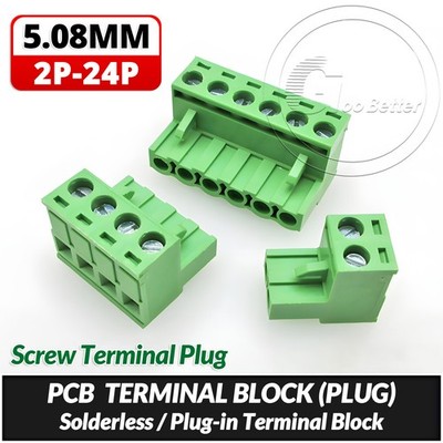 5.08mm Pitch PCB Terminal Block Plug-in Screw Connector 2Pin - 24Pin Plug