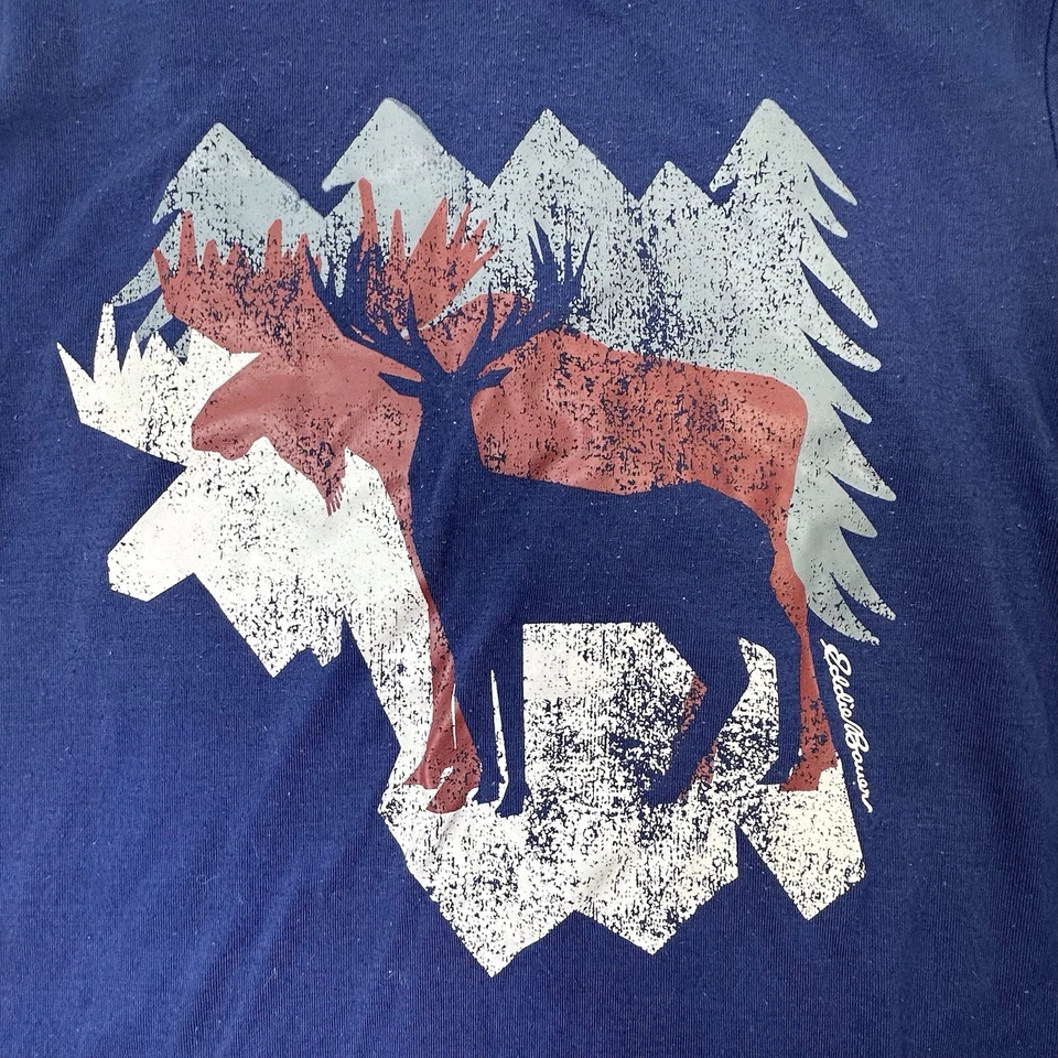 Eddie Bauer Conjunto Pijama Vellón Azul Rojo Niños M 10-12 Alces Invierno Árboles Foto 3 de 4