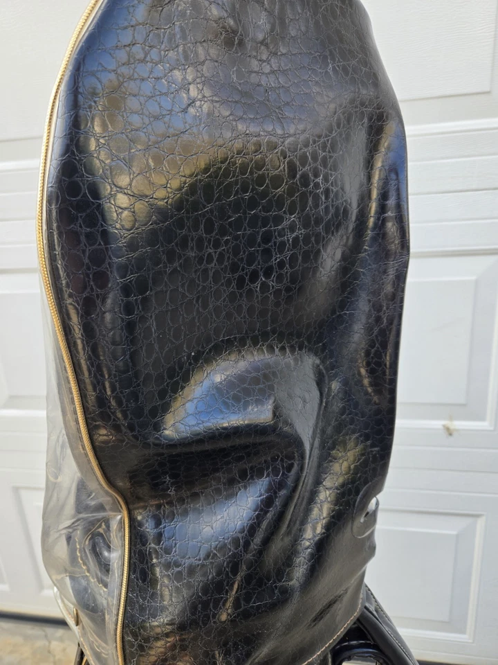 VTG Ben Hogan Black Leather Golf Club Bag USA 4 Pockets 3-Way Divider Rain Hood - Image 3 of 4