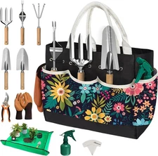 22Pcs Gardening Tools Set for Women Heavy Duty Garden Hand Tool Kit Black 