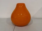 Vintage Hand blown Murano Style Art Glass Bulb Vase Orange Fire Vase