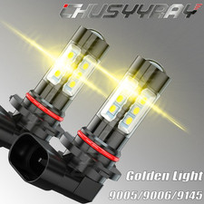Pair 9005 H10 9145 9140 LED Fog Light 3000K Golden Yellow 22000LM High Power