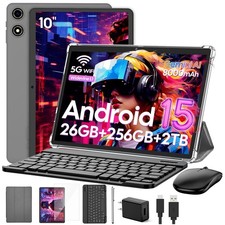 Silver 10 Inch 2 in 1 Tablet with Keyboard 26GB 256GB 2TB Expand VisuPad A333