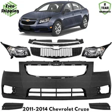 Front Bumper Cover Fascia & Grille Assembly Kit For 2011-2014 Chevrolet Cruze