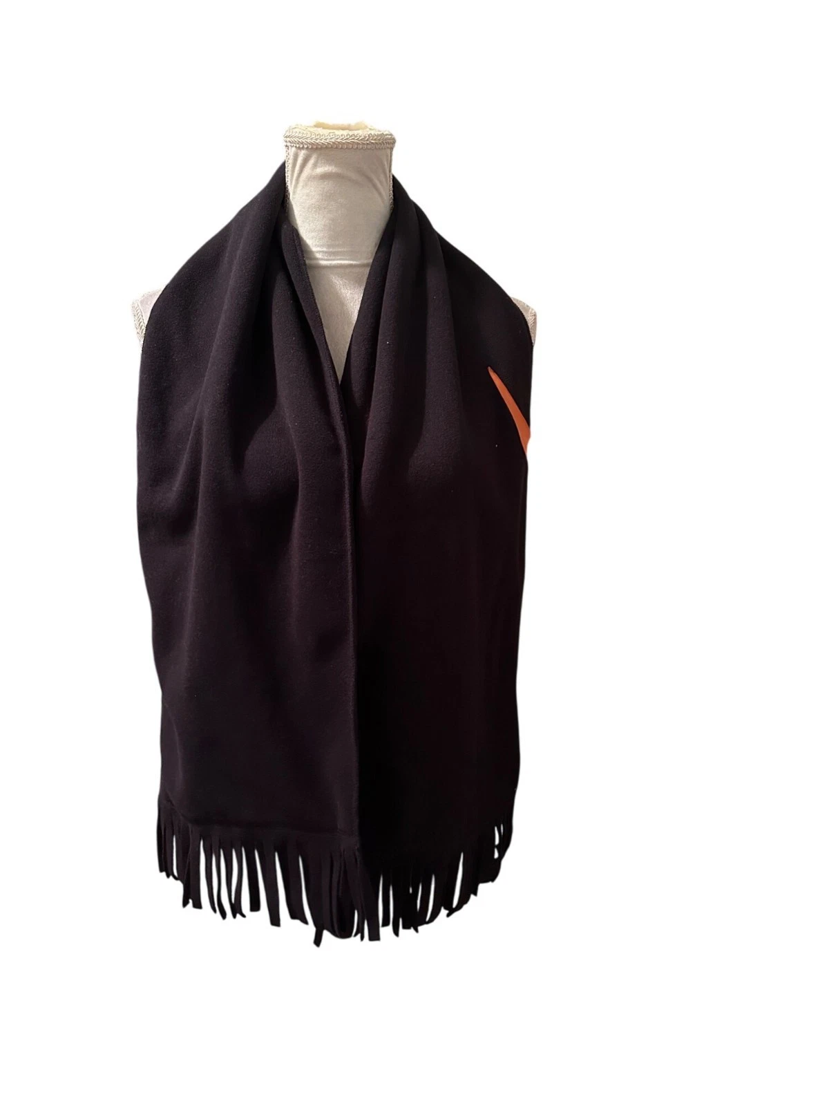 Black Fringe Trim Scarf Wrap Thick Neck Warmer Fall Winter Acessory