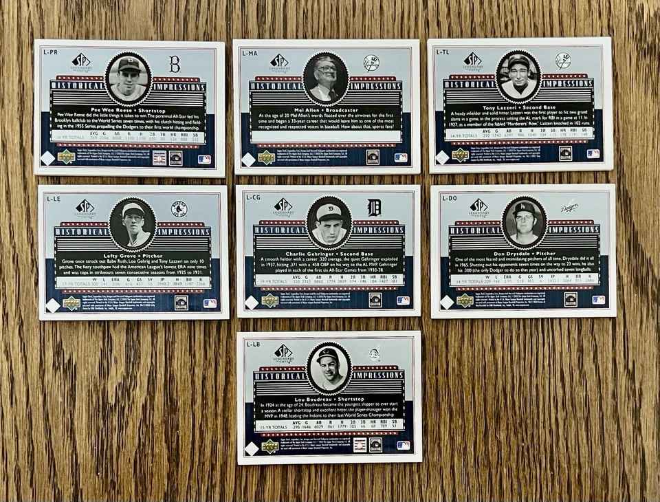 7 Upper Deck 2003 SP Legendary Cuts HISTORICAL IMPRESSIONS 1 #/200 3 #/250 3/350 - Image 2 of 2