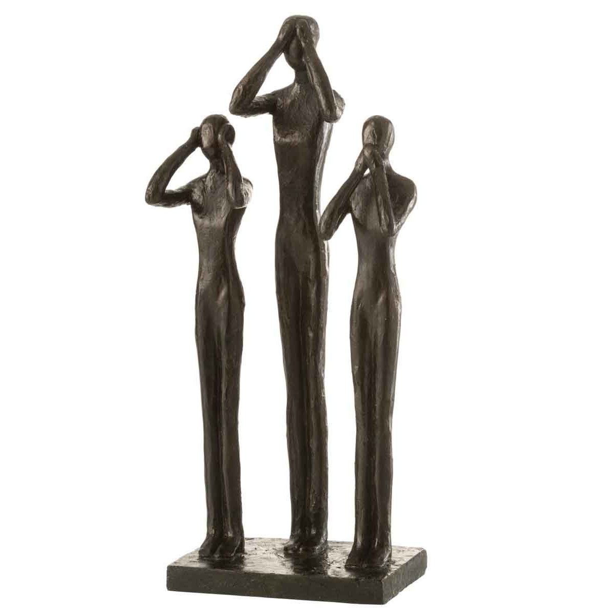 Statuette 3 personnes debout symbole famille et amitié 41cm marron