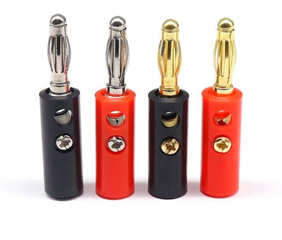 10Pcs Gold Plated Banana Plugs Audio Jack Speaker Wire Cable Screw Connector 4mm
