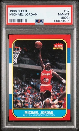 1986 Fleer #57 Michael Jordan Rookie (RC) PSA 8 (OC) NM-MT!!