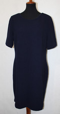 Mario Serrani Sz L Short Sleeve Sheath Dress Navy Blue Ribbed Stretch Knit