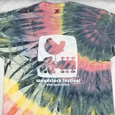vtg 90s WOODSTOCK FESTIVAL CONCERT 25th TIE-DYE T-Shirt XL rock single stitch