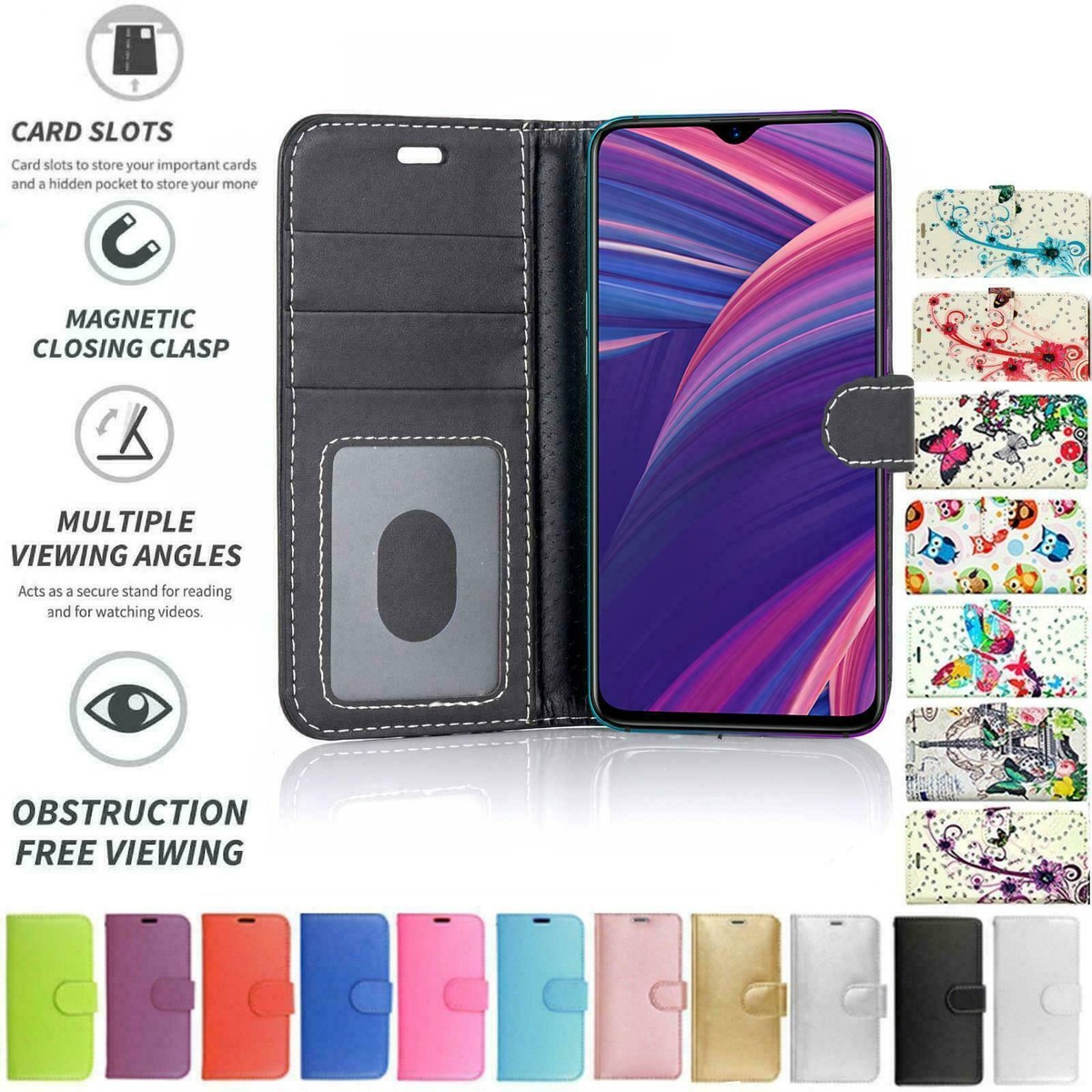 For Oppo Find X2 Pro Case Cover Flip Folio Leather Wallet Credit