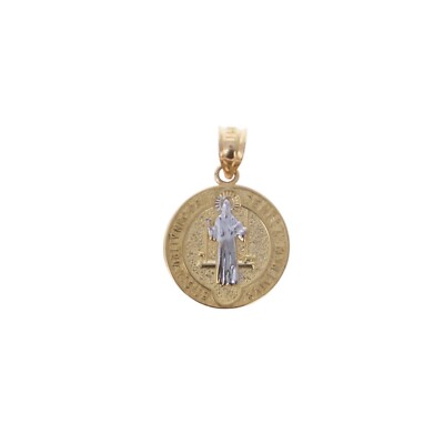14kt Gold Mini St Benedikt Rund Medaillon, echt 14kt Gold, Benedikt Münzfeder