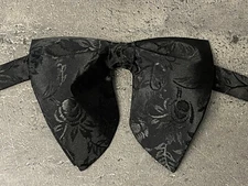 Handmade Oversized Black Brocade Bow tie Vintage style 70`s Wedding Prom