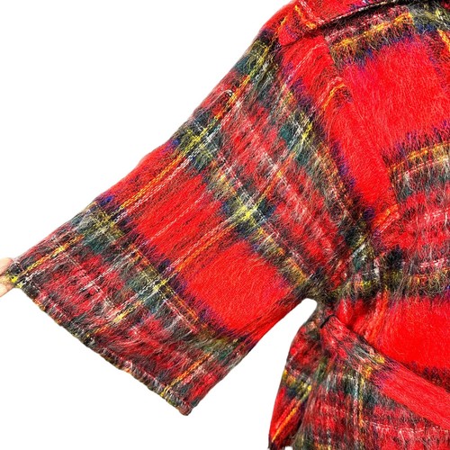 Ben Nevis Jenners Mohair Blend Red Plaid Pullover 3/4 Slv Jacket w/Tie Scotland - Picture 4 of 20