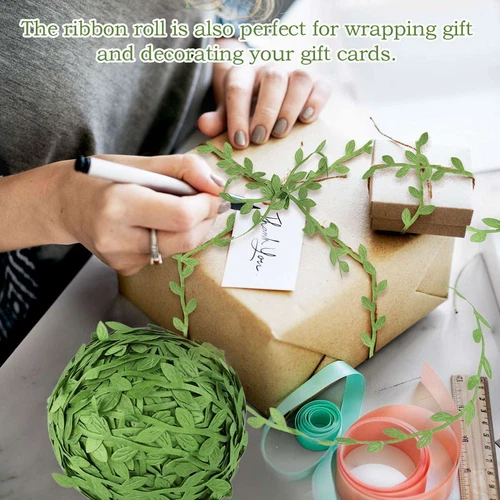 DIY Crafts Leaf Ribbon Artificial Vine Wreaths for Outdoor Willow Garland Green - Bild 6 von 20