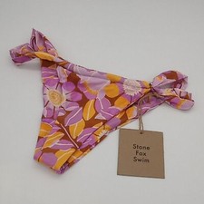 Stone Fox Swim Bikini Bottom Womens Large Bijou Floral Retro Bloom Print L