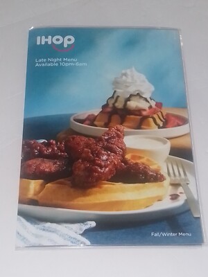 Cool Blue IHOP Restaurant Official Late Night MENU Fall/Winter page  laminated!