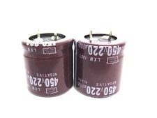 220uF 450V (2x) Electrolytic Capacitors 450V 220uF Volume 30x30 mm 