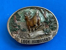 LOOK FAMILIAR Deer running away C.J. Belt Buckle got away - hunter's gift