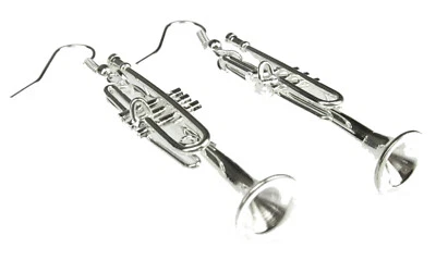 Trompetenohrringe Ohrringe Trompete Miniblings Blasmusik Brass versilbert + Box - Bild 1 von 4